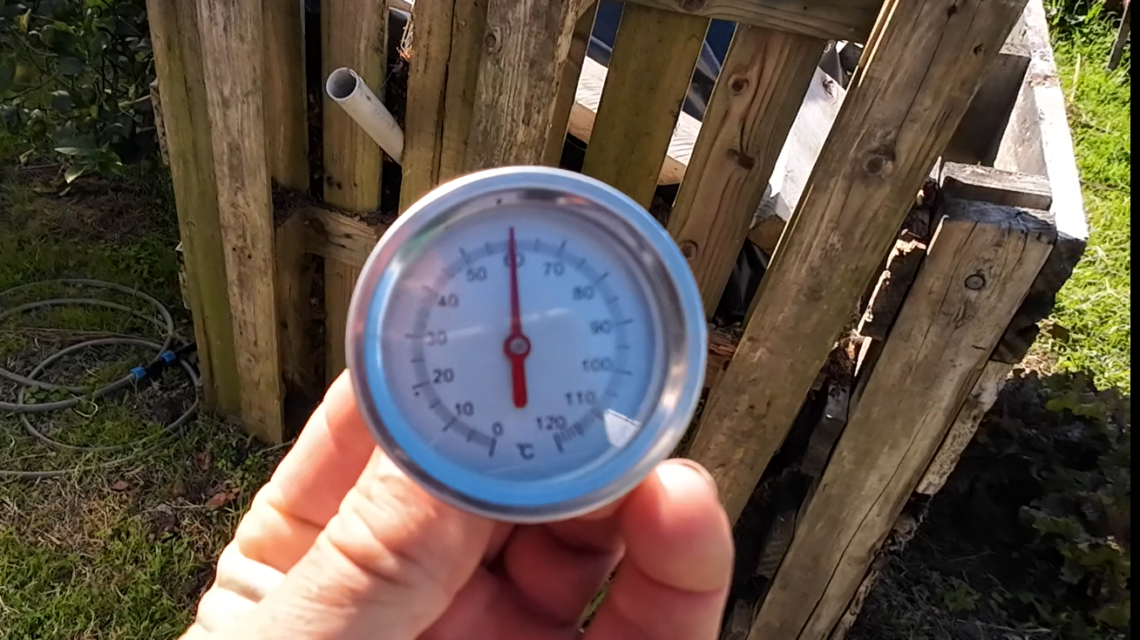 Heating water using the heat generated by microbes breaking down compost material